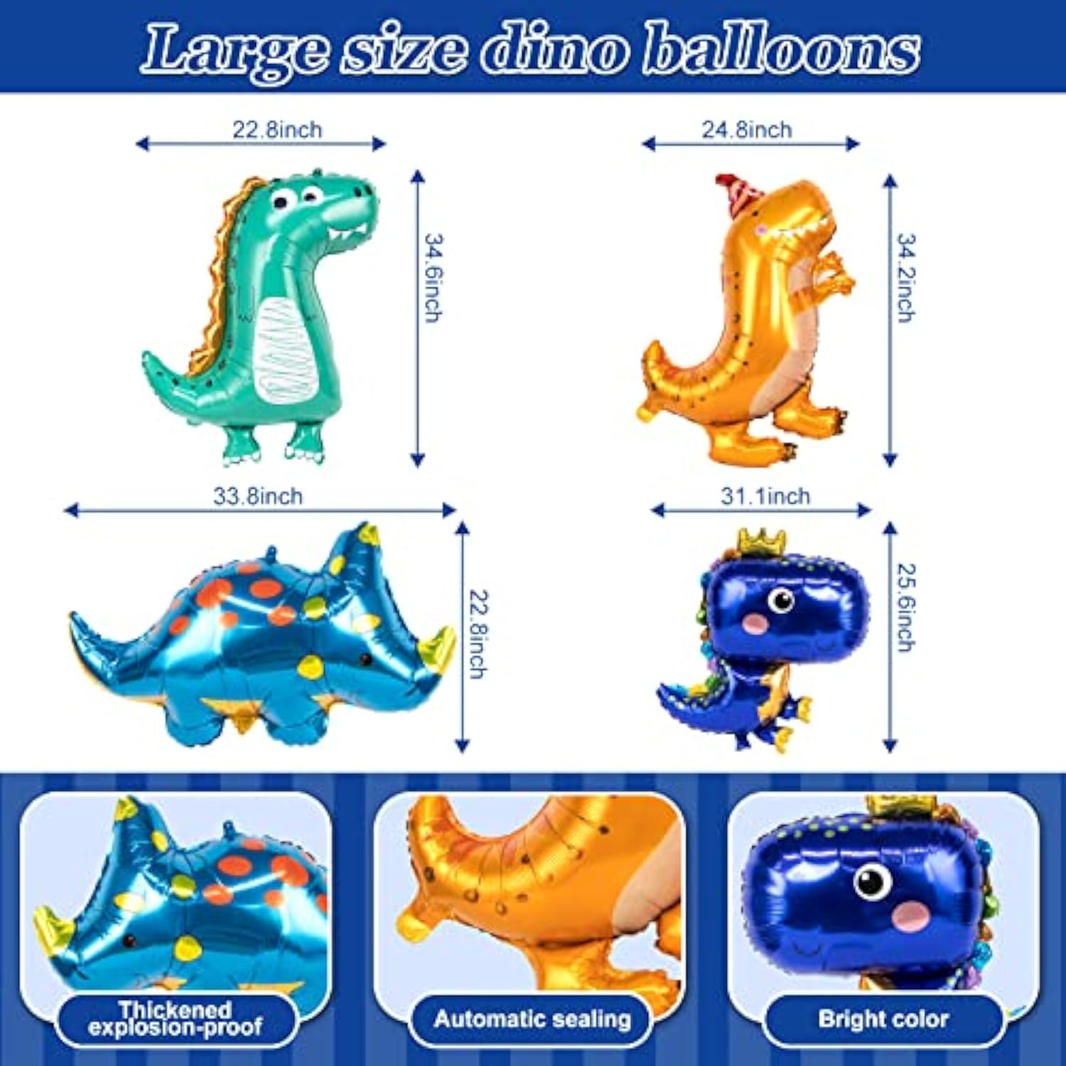 265PCS Blue Dinosaur Birthday Party Set – Balloons, Banner, Backdrop, Tableware & Cake Toppers