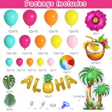 188-Pc Tropical Aloha Balloon Arch Kit with Pineapple, Coconut & Palm Decor