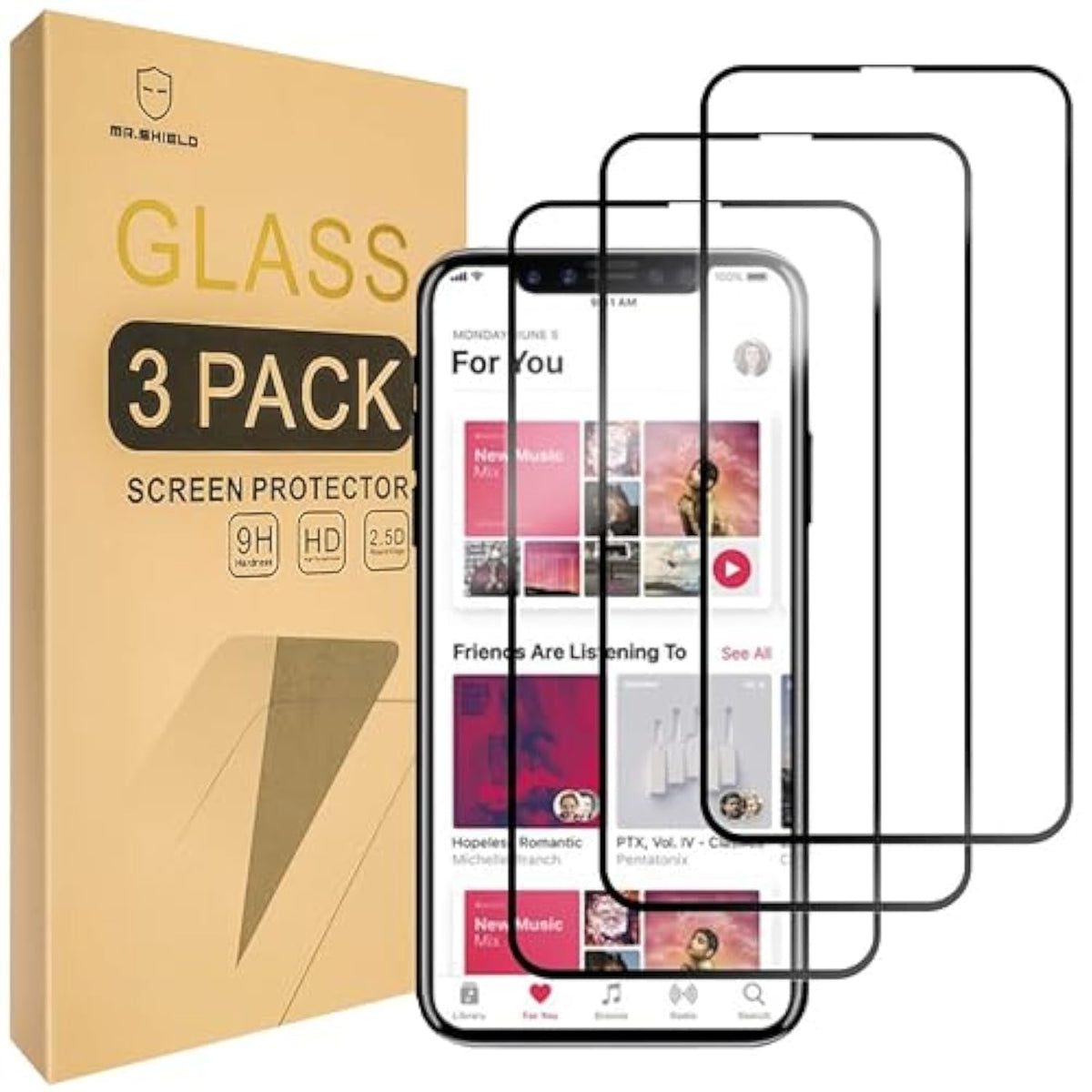 [3-Pack] Screen Protector For Iphone X/Iphone Xs/Iphone 10 [Japan Tempered Glass] [9H Hardness] [Full Screen Glue Cover] Screen Protector With Replacement