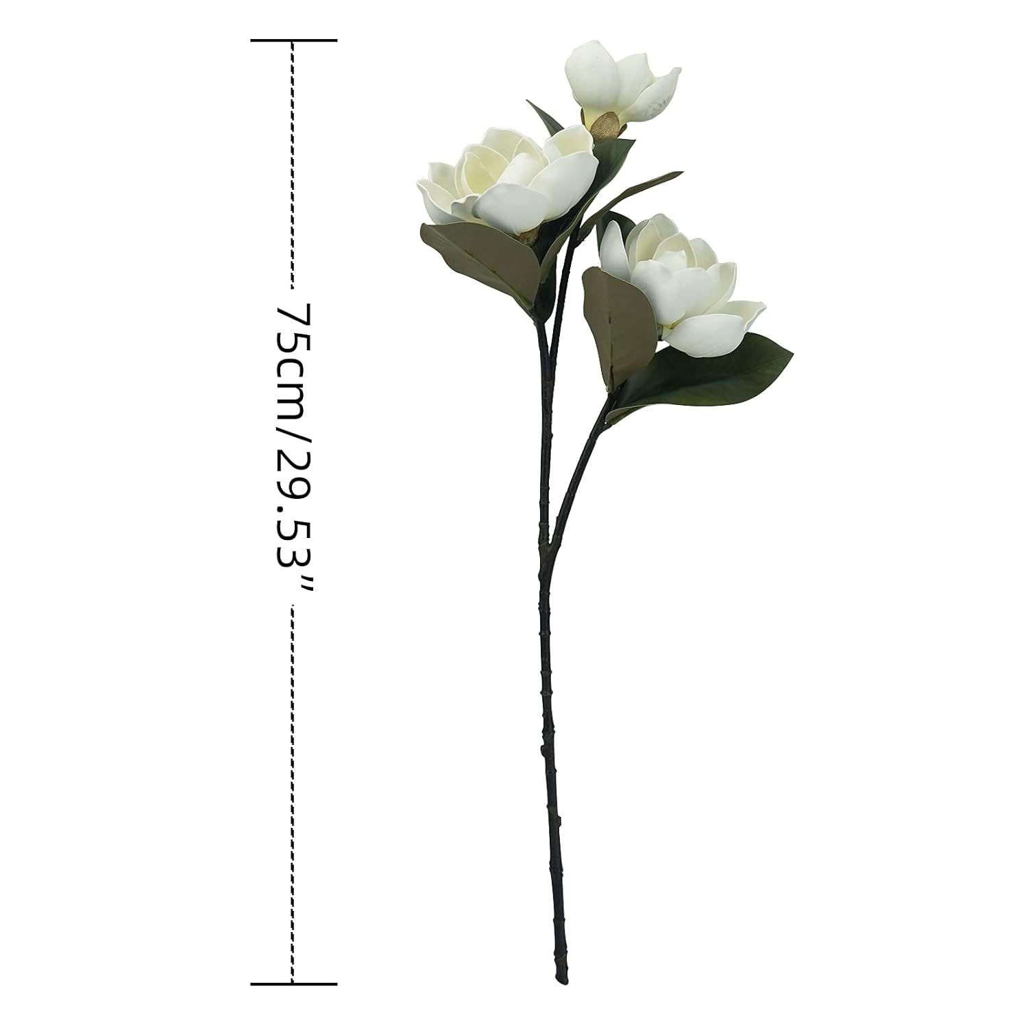 3Pcs Artificial Magnolia Flowers - 29.5" Long White Magnolia Stem Flower, Faux Wedding Flower Bouquet Vase Floral Arrangement For Table Centerpiece Wedding Holidays Party Home Decor