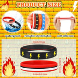 48 Pcs Cartoon Animation Party Favors Cartoon Animation Rubber Bracelet In 4 Styles Red Black Lightning Water Drip Flame Bolt Pattern Bracelet Silicone Wristband For Birthday Party Supplies