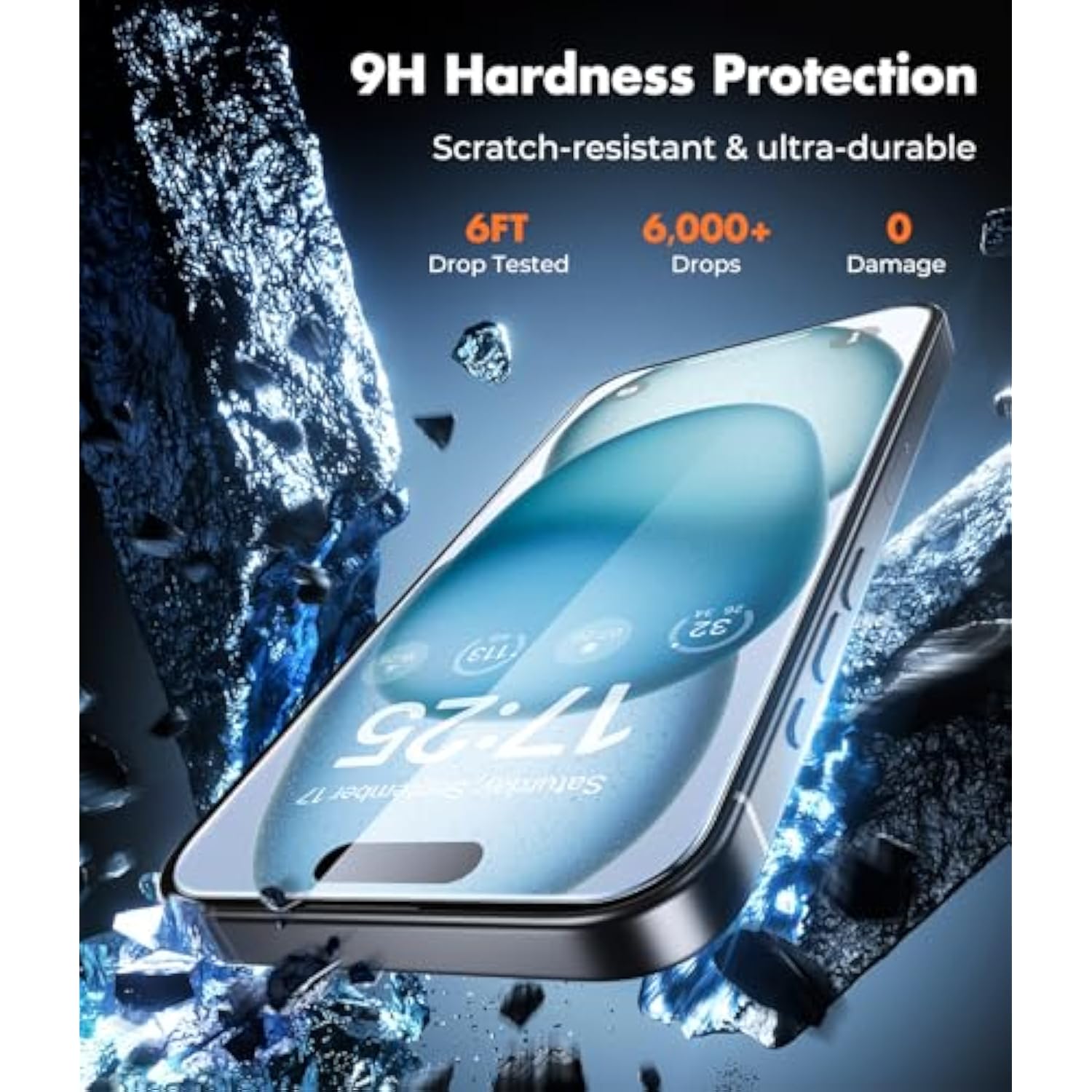 Iphone 15 Screen Protector 3-Pack, 3 Tempered Glass + 3 Camera Lens Protectors, 9H Hardness, Hd Clarity, Anti-Fingerprint, Case Friendly, 6.1 Inch