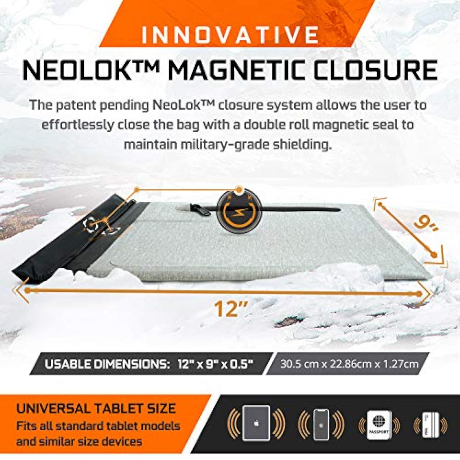 Dry Shield Faraday Tablet Sleeve // Slim Waterproof Dry Bag For Tablets + Rf Shielding Liner // Signal Blocking, Anti-Tracking, Emp Shield, Data Privacy, Electronic Device Security
