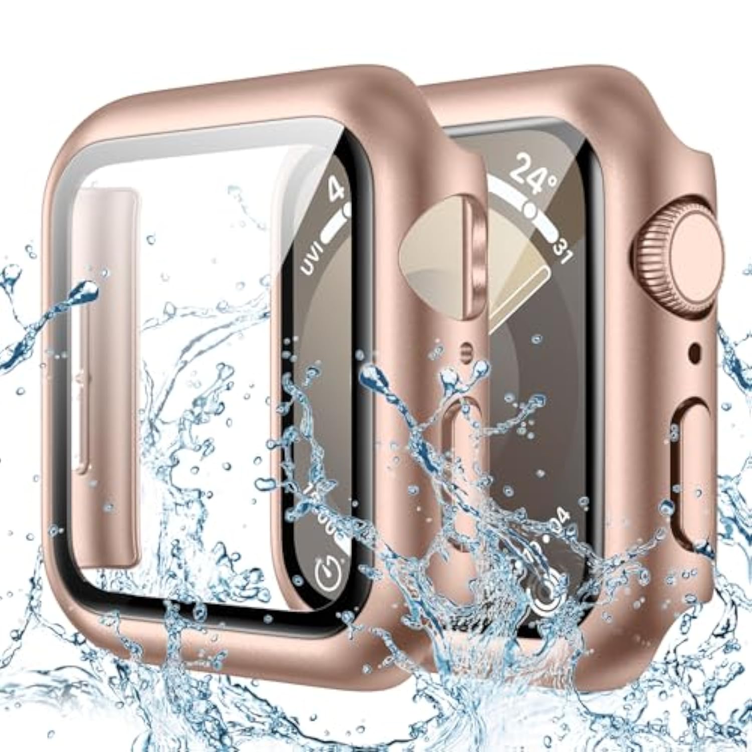 Waterproof Screen Protector Case Compatible For Apple Watch Series 6/5/4/Se 40Mm, Hard Bumper With Tempered Glass For Iwatch Cover 40 Mm