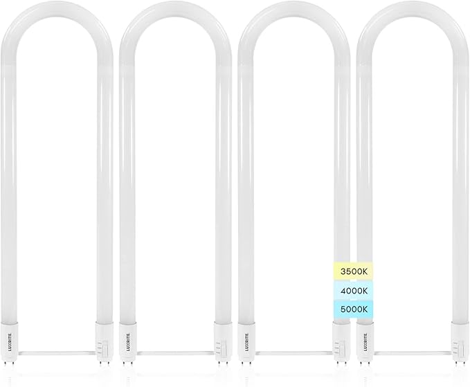 4 Pack U Bend LED Tube Lights T8 T12 17.5W 2100LM 3 Color Selectable G13 Replacement