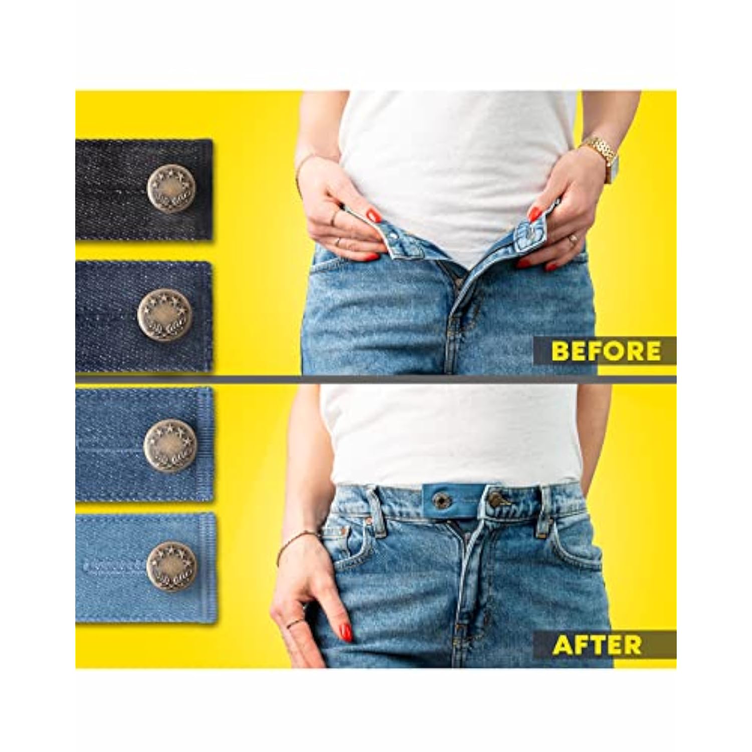 Denim Waist Extender Button For Jeans And Skirt Comfy Metal Buttons 4