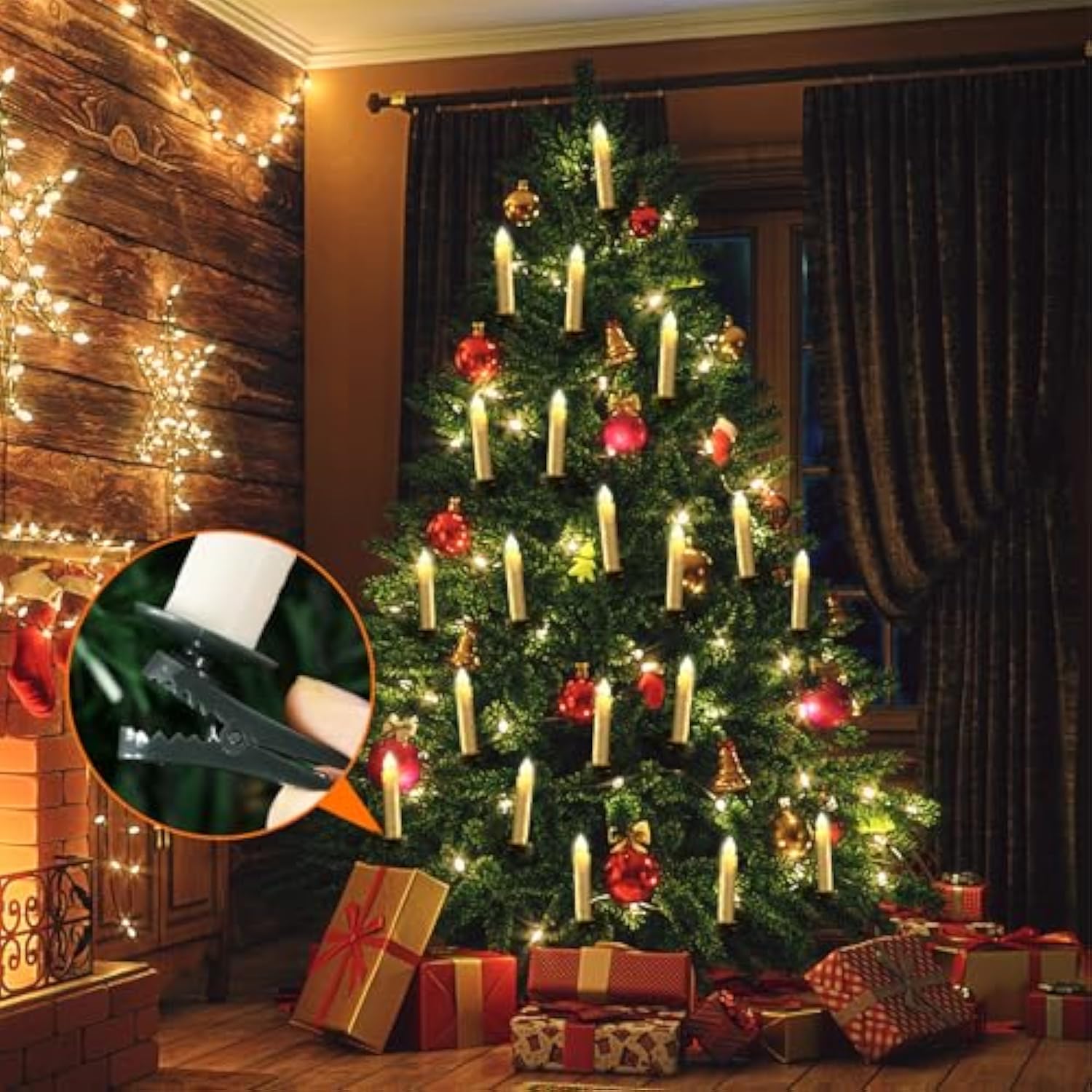 Floating Candles With Remote Control, Thanksgiving Christmas Decoration 20Pcs Flickering Magic Hanging Flameless Candles With Clips/Hooks, Fall Table Decor Home Room Birthday Party Anniversaries