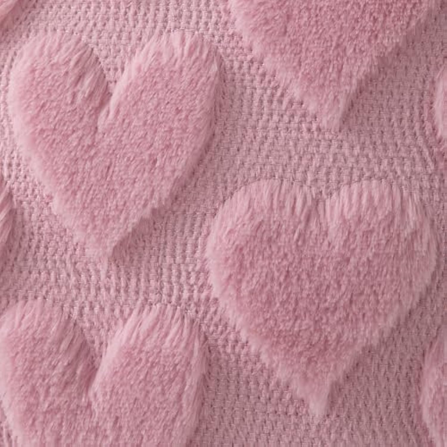 Valentines Pillow Covers 18X18 Inch Set Of 2 Valentines Day Decoration Pink Heart Soft Plush Faux Fur Jacquard Throw Pillows For Bedroom Sofa Holiday Festivals Home Decor Ptk017B18