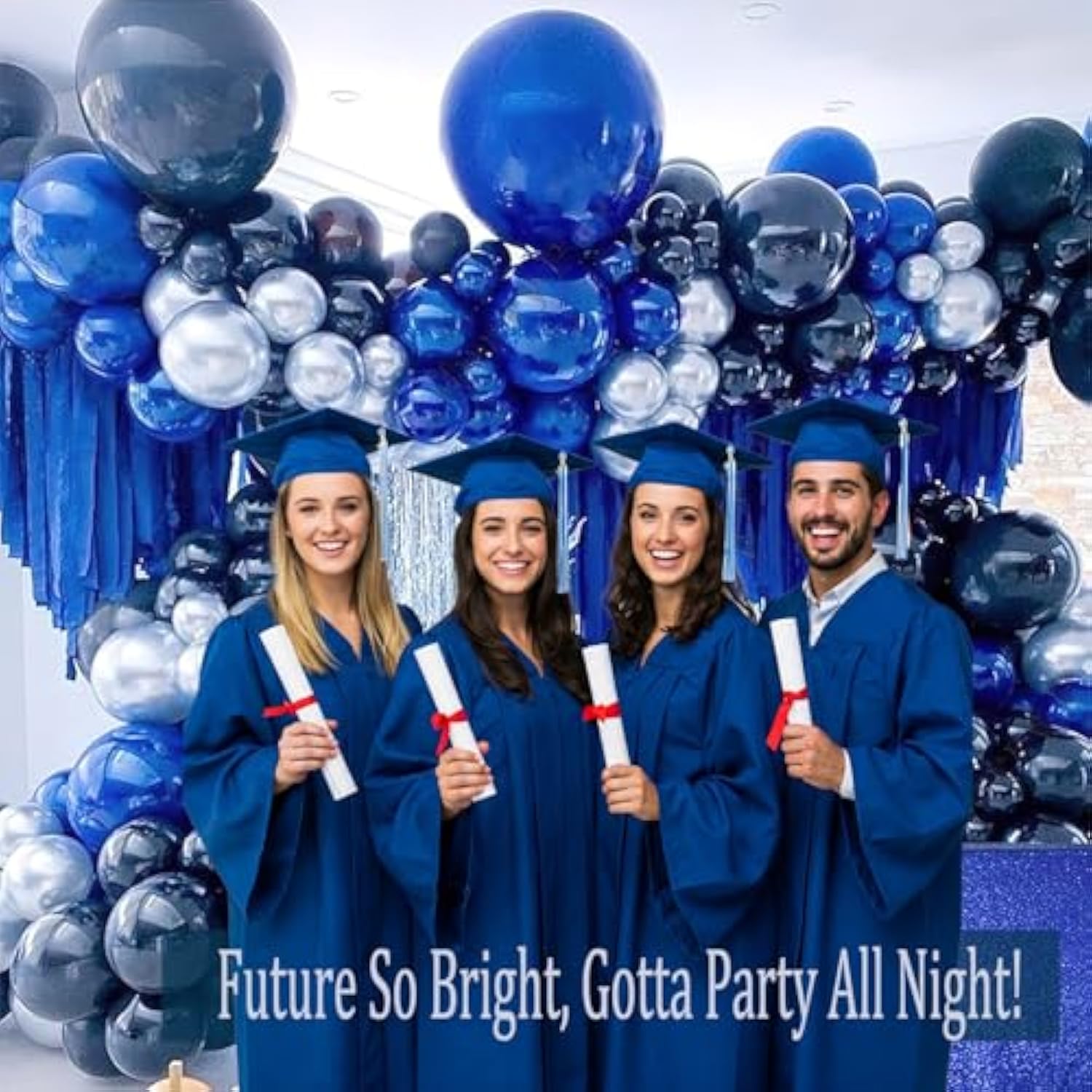 Royal Blue And Black Silver Balloon Garland Arch Kit 160+Pcs For Wedding Birthday Anniversary Baby Shower 2025 Graduation Prom Decorations