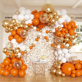162pcs Orange White Gold Balloon Arch Kit with Confetti Balloons for Fall Party Decor