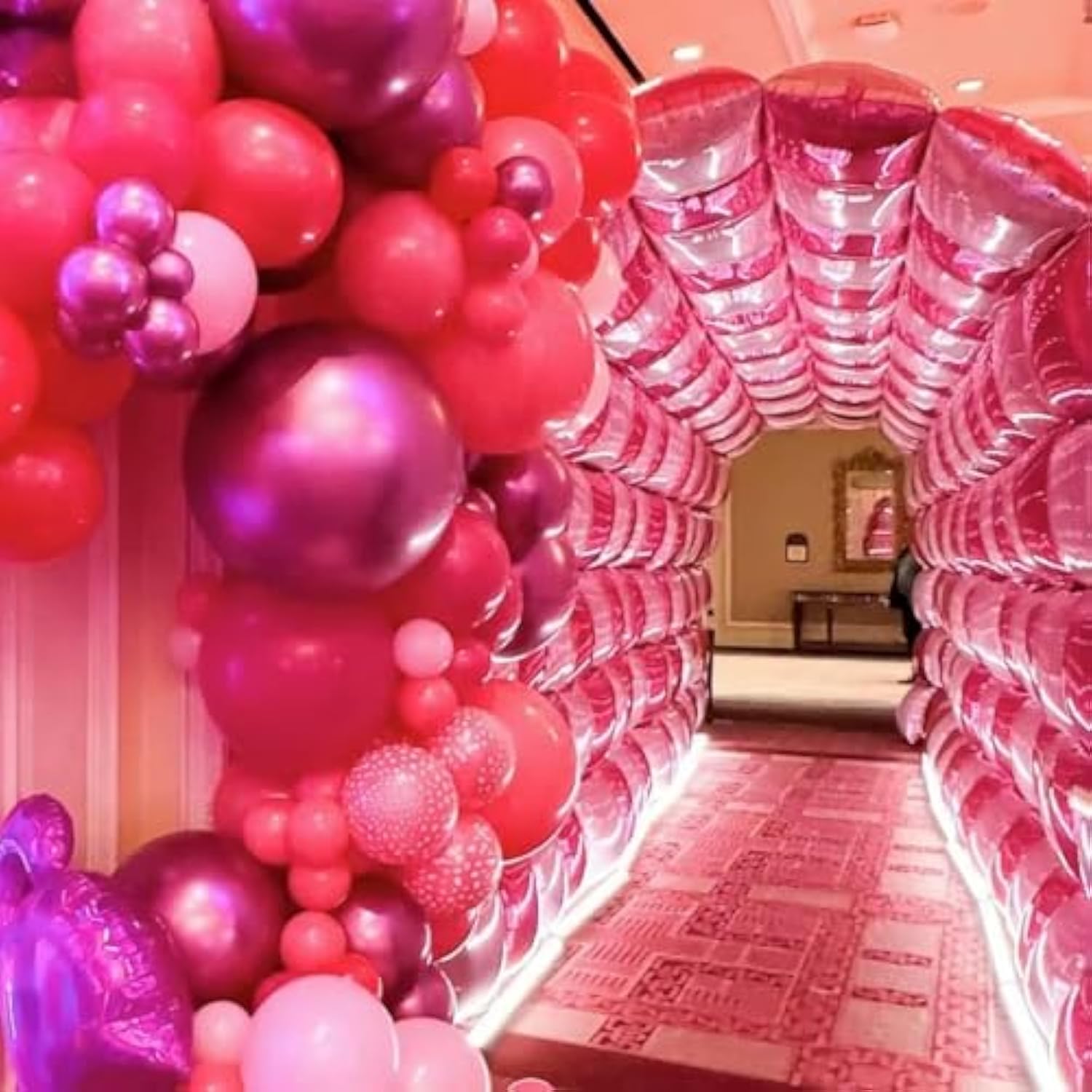 Metallic Hot Pink Foil Balloon Arch Kit – Square Mylar Balloons for Party Backdrops & Events