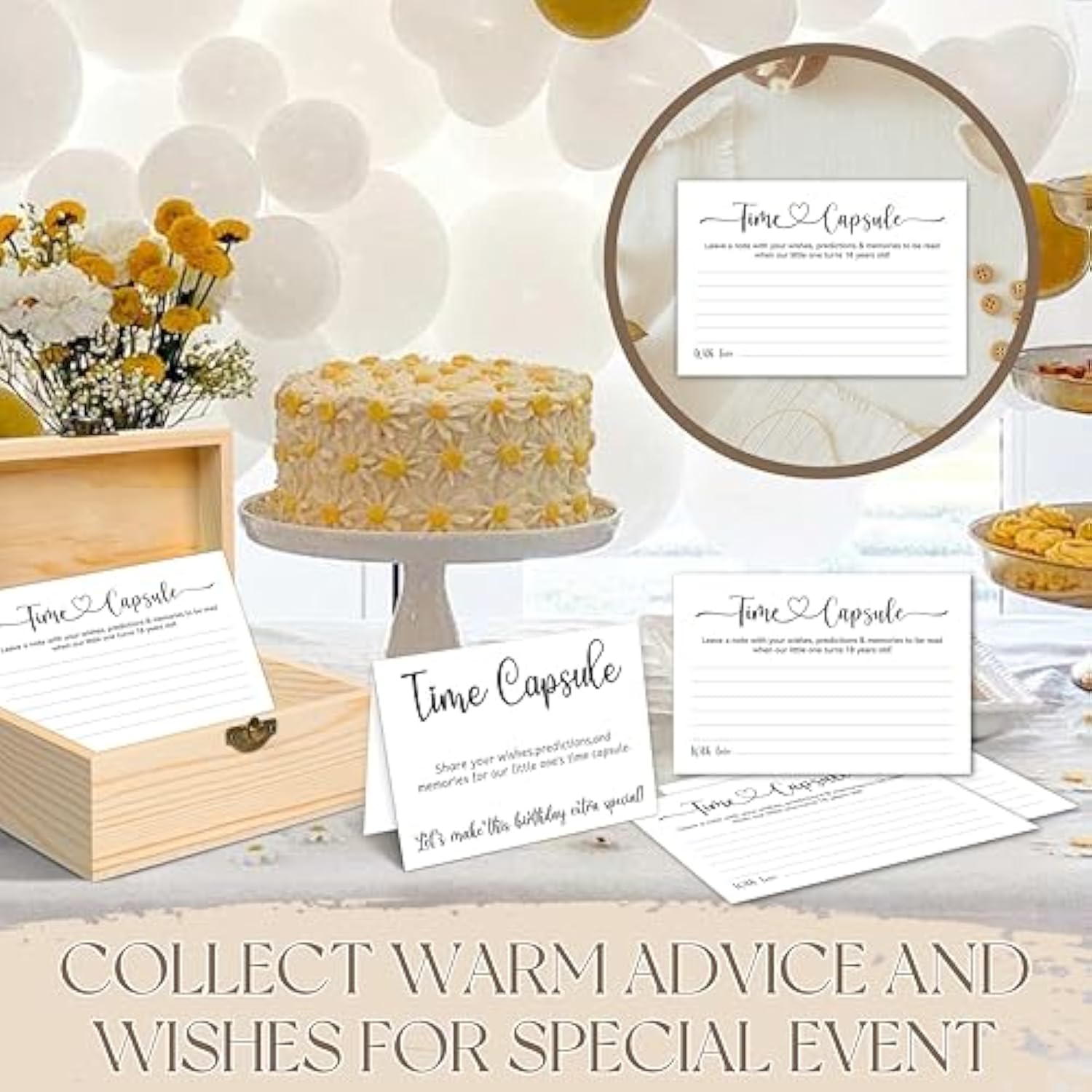 Time Capsule Box 1St Birthday Girl Gifts, 50Pcs Advice And Wishes Cards And Wooden Keepsake Box For First Birthday Games, Berry Fairy First Birthday Decorations