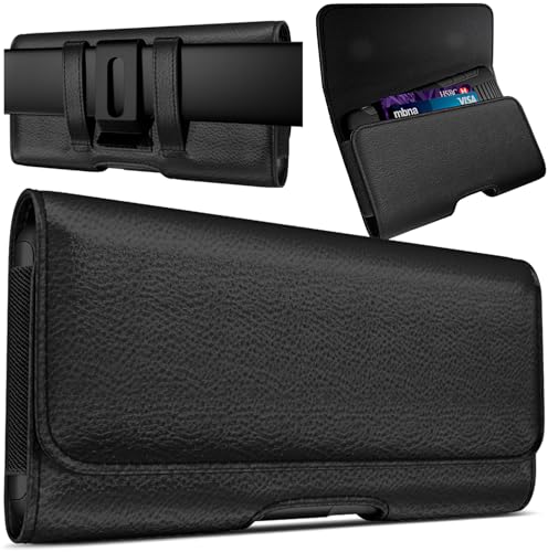 Holster for iPhone Pro Max and Plus (17 16 15 14 13 12 11 Xs Max) - Cell Phone Belt Holder Case with Clip, ID Credit Card Slot Pouch Cover, Large