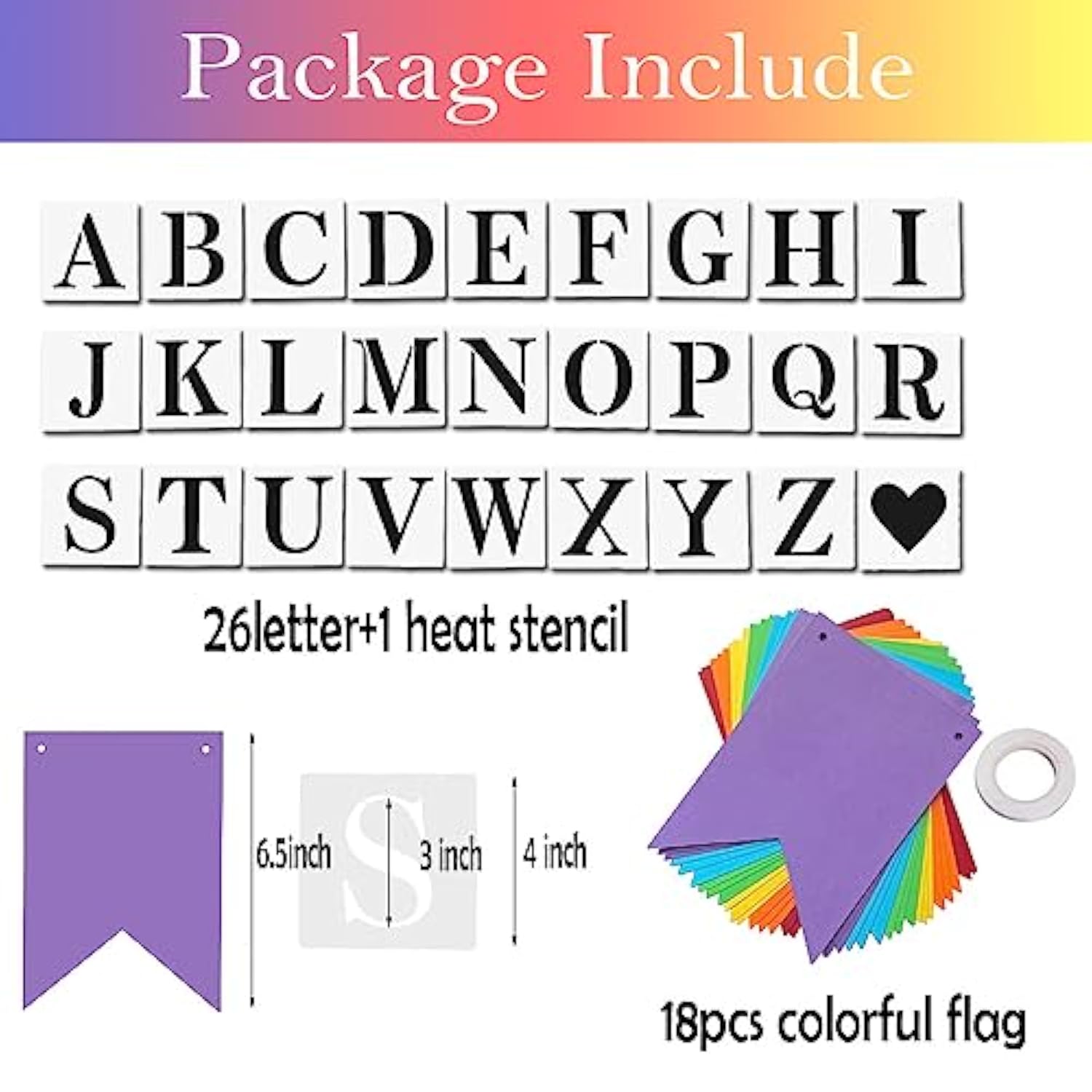 Diy Rainbow Banner Set Include 26 Letters Stencil, Make Your Own Banner For Birthday Wedding Independence Party, Handwriting Banners Party Supplies Unique Decor