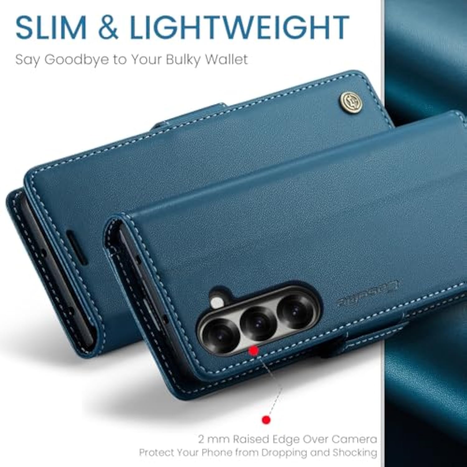 Designed For Samsung Galaxy Z Fold 7 Case (2025),Pu Leather Wallet Flip Folio Case With Card Holder Rfid Blocking Kickstand Shockproof Phone Cover For Samsung Galaxy Z Fold 7 5G (Blue)