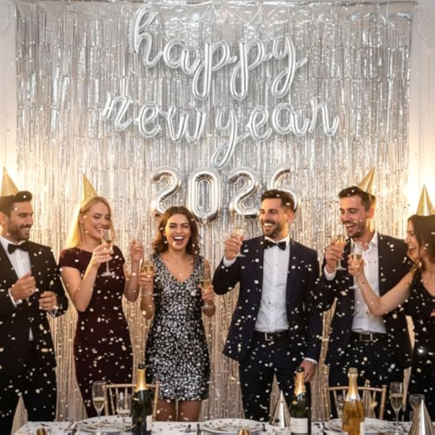 16in Silver 2026 Happy New Year Foil Balloons for NYE Party Decorations