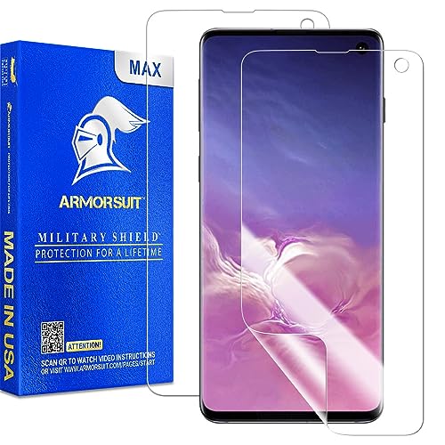 (2 Pack) for Samsung Galaxy S10 Screen Protector MilitaryShield Max Coverage HD Clear Film - Made in USA