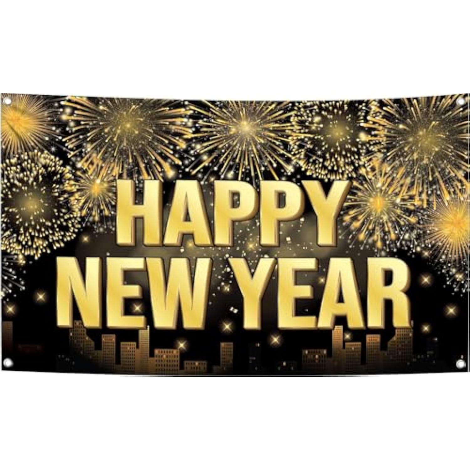 XL Happy New Year Banner 72x44 Inch 2026 Party Backdrop