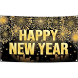 XL Happy New Year Banner 72x44 Inch 2026 Party Backdrop