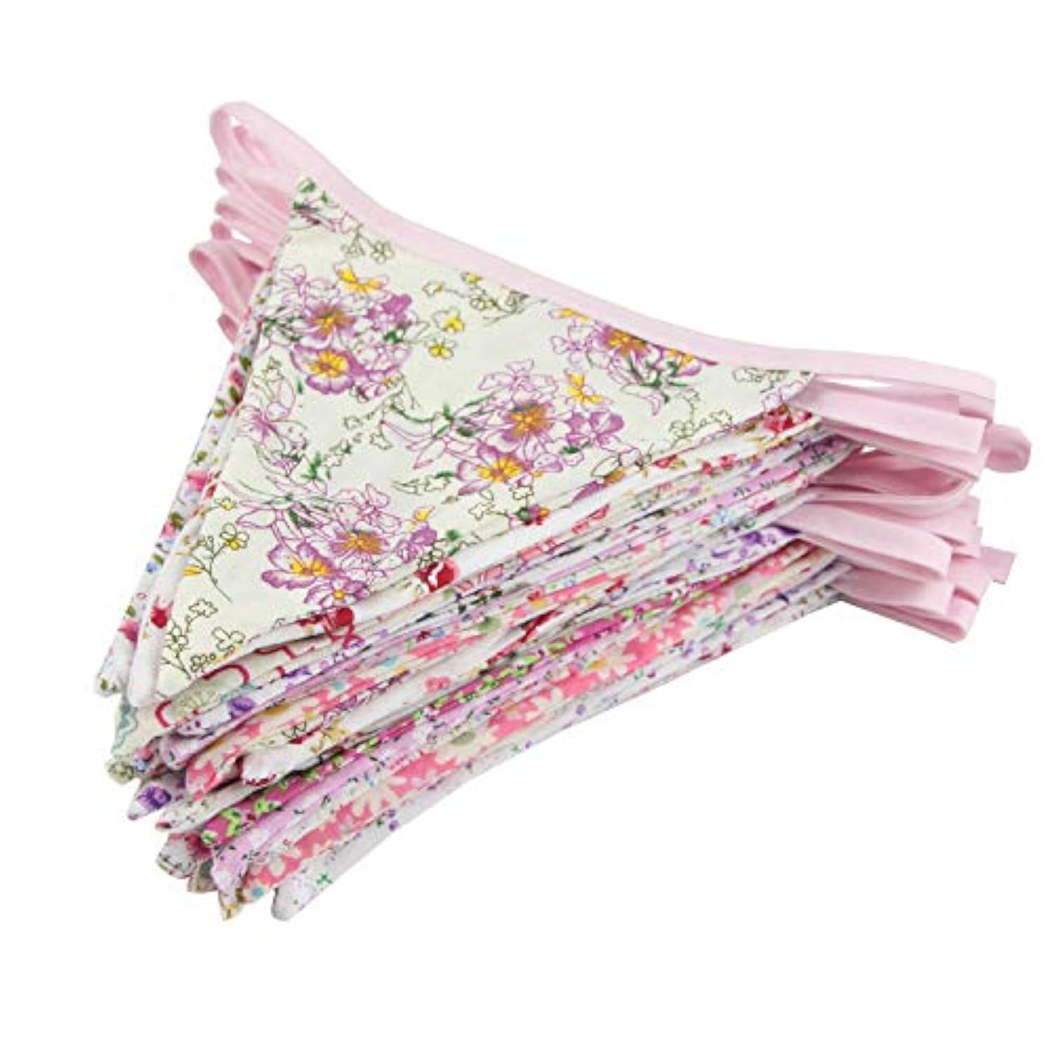 Pink Triangle Bunting Banner: 36 Cotton Flags, Party Wedding Decor