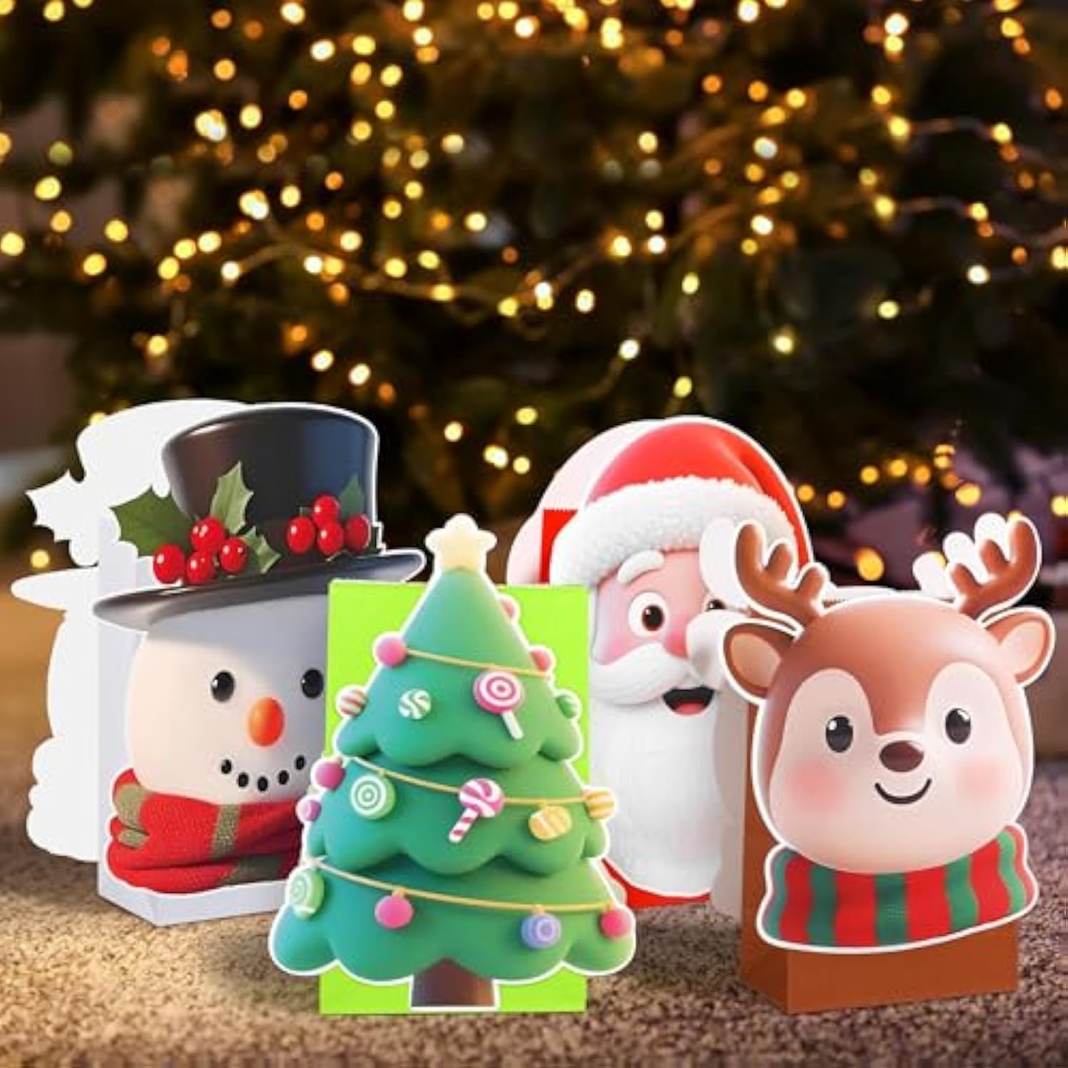 12 Pieces Christmas Treat Gift Bags 8.3 X 5 X 3 Inch Xmas Paper Goodie Candy Bags For Present Wrapping For Xmas Holiday Decor Supplies Classrooms Wedding And Party Favors