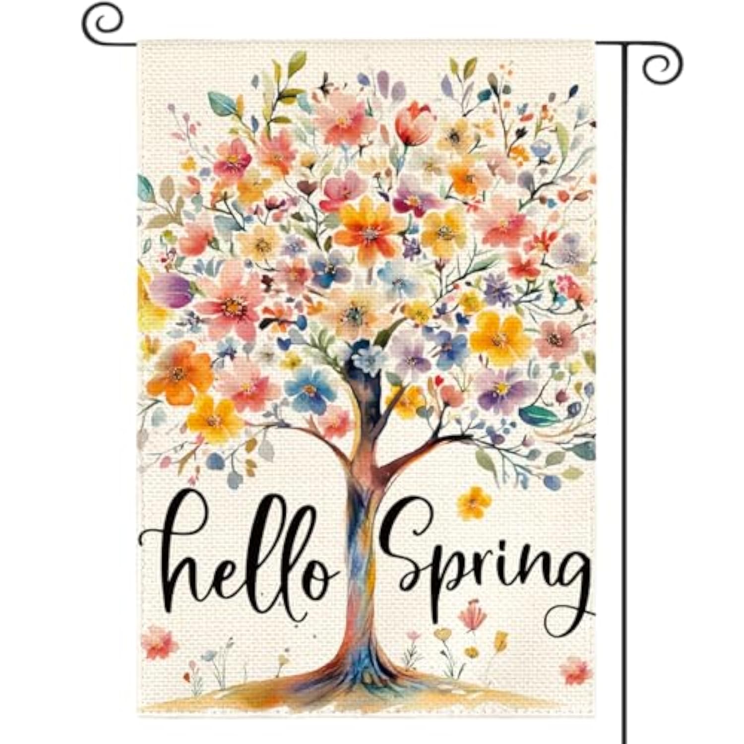 Hello Spring Garden Flag 12X18 Inch Double Sided Outside, Seasonal Flowers Tree Yard Outdoor Flag