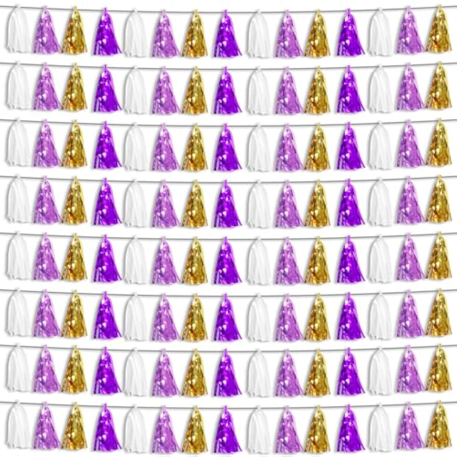 8P Purple-Gold Party Decoration Tassel Garland, Tassels Banner Streamers For Parade Floats, Bachelorette, Wedding, Birthday, Halloween, Christmas, Bridal/Baby Shower Party Decorations