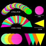 88 Pcs Glow Neon Party Supplies Including Neon Paper Garland 20 Pieces Paper Tassels Garland And Triangle Flags Bunting For Birthday Wedding Black Light Reactive Uv Glow Party Decorations