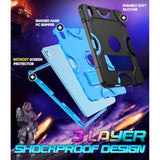 Case For 11-Inch (A16) 2025/ 10Th Generation 2022 (10.9 Inch), Shockproof Cover 10Th Generation With Pencil Holder & Kickstand, Black+Blue