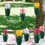 8Pcs Flower Honeycomb Decorations, Tulip Honeycomb Table Decor, Tulips Centerpieces For Table, Spring Decorations For Home Office, Mother'S Day Decorations
