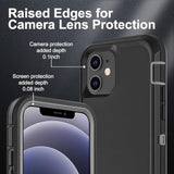 For Iphone 12 Mini Case, Military Grade 3 In 1 Heavy Duty Shockproof/Drop Proof/Dust Proof Case With 2Pcs Tempered Glass Screen Protector (Black/Grey)