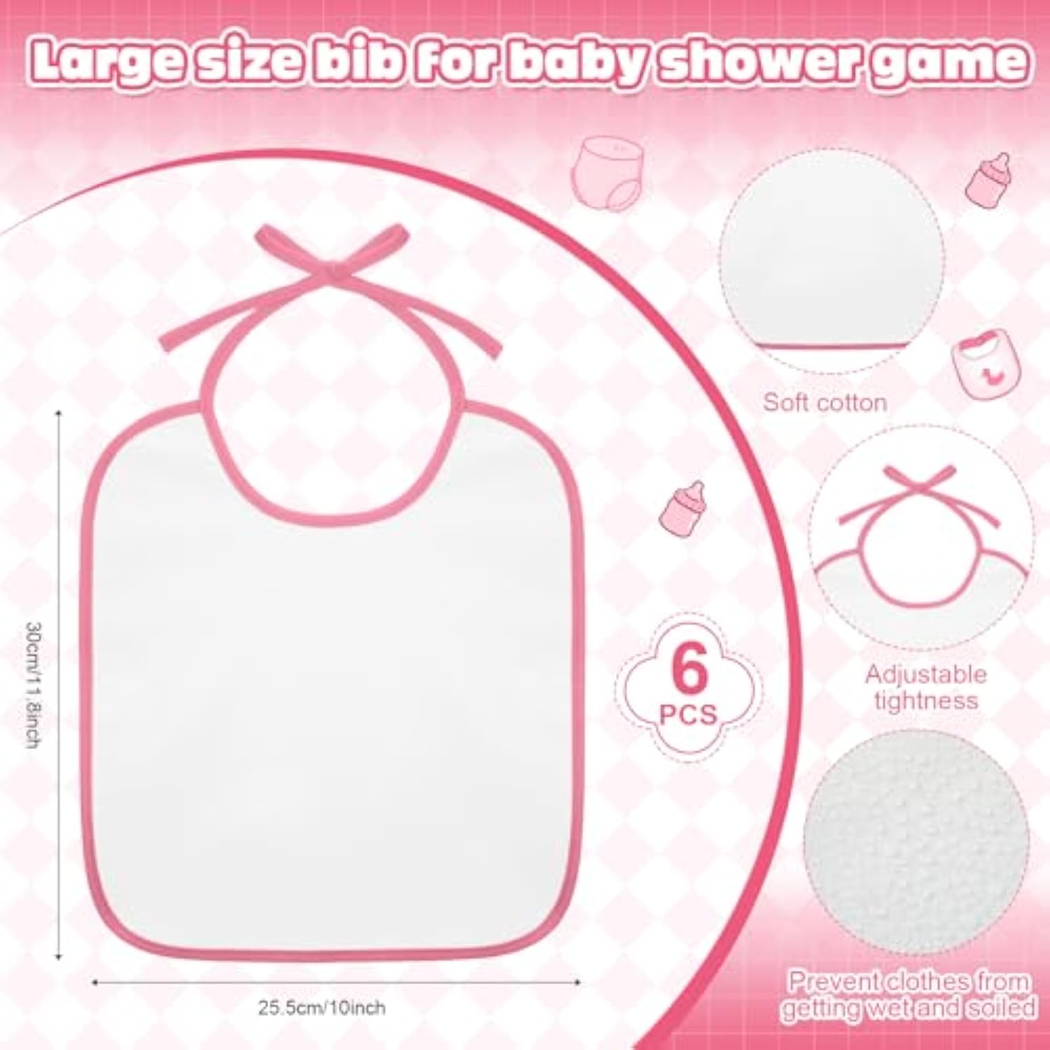 6 Sets Bottle Chug Baby Shower Games Juegos Para Plastic Baby Bottles Bibs Hat Disposable Diapers Gender Reveal Games Baby Changing Diaper Race Game Decoration (Pink)