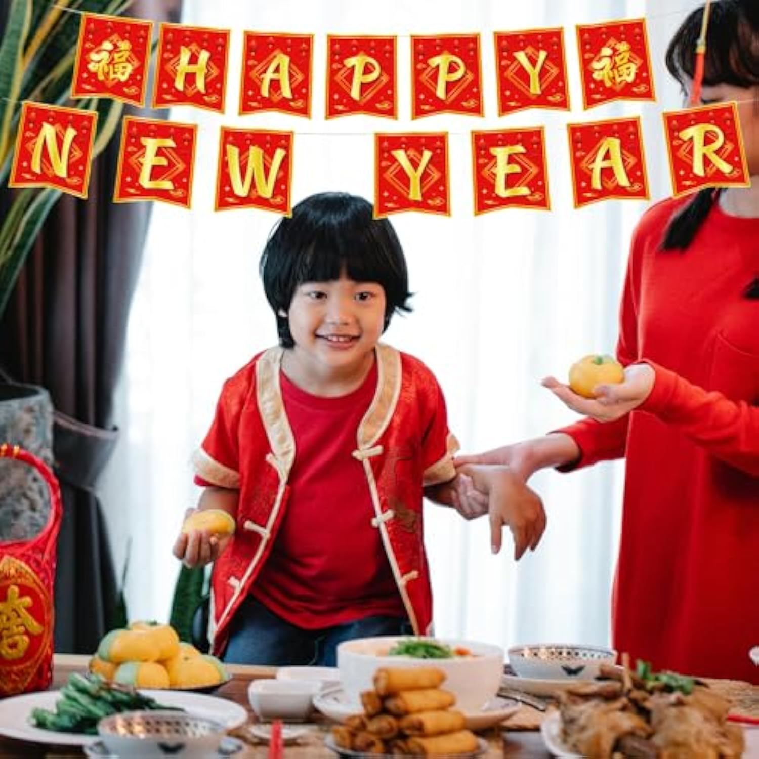 2025 Lunar New Year Hanging Banner Asian Spring Festival Cardboard Bunting