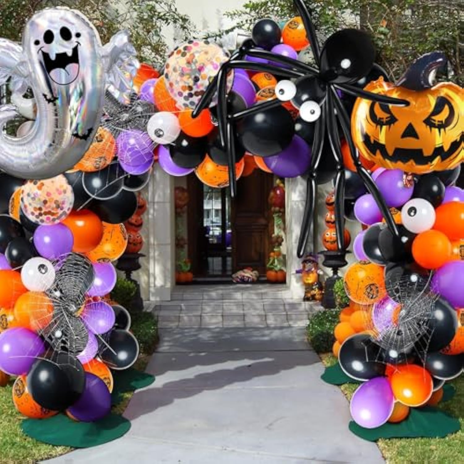 Halloween Balloon Garland Kit: Ghost, Spider, & Confetti - 128 Piece