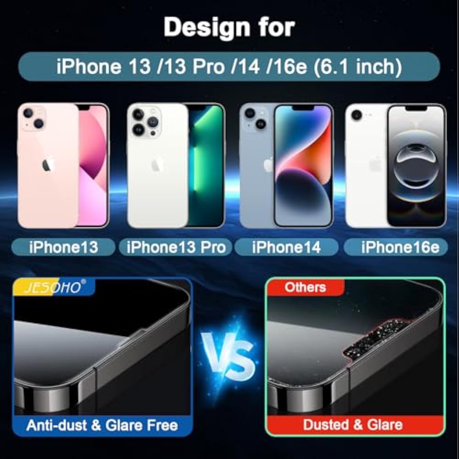 Iphone 16E 13 13 Pro 14 6.1 Inch Blue Light Screen Protector 2 Pack