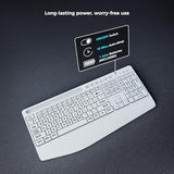 Large Print Wireless Keyboard, Full Size Cordless Computer Keyboard With Phone Holder, Palm Rest, Ergonomic Tilt Angle, 2.4G Plug-And-Play, Compatible With Tablet/Windows/Laptop/Pc, White