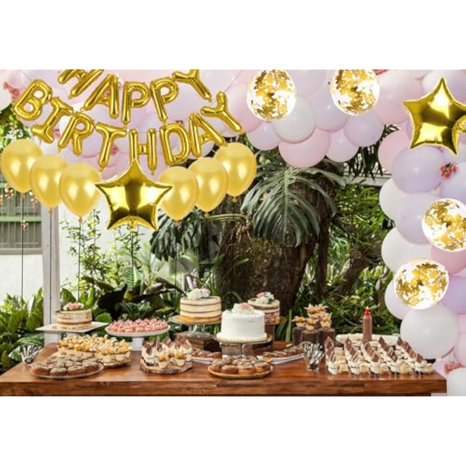 Happy Birthday Balloon Banner Golden Letters Set Mylar Balloon Birthday Party Supplies