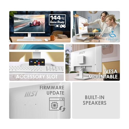Pro Mp273Qw E14 27-Inch Ips 2560 X 1440 (Qhd) Computer Monitor, 144Hz,Adaptive-Synch, Hdmi, Dp Port, Vesa Mountable, Tilt, Speaker, 1Ms, White
