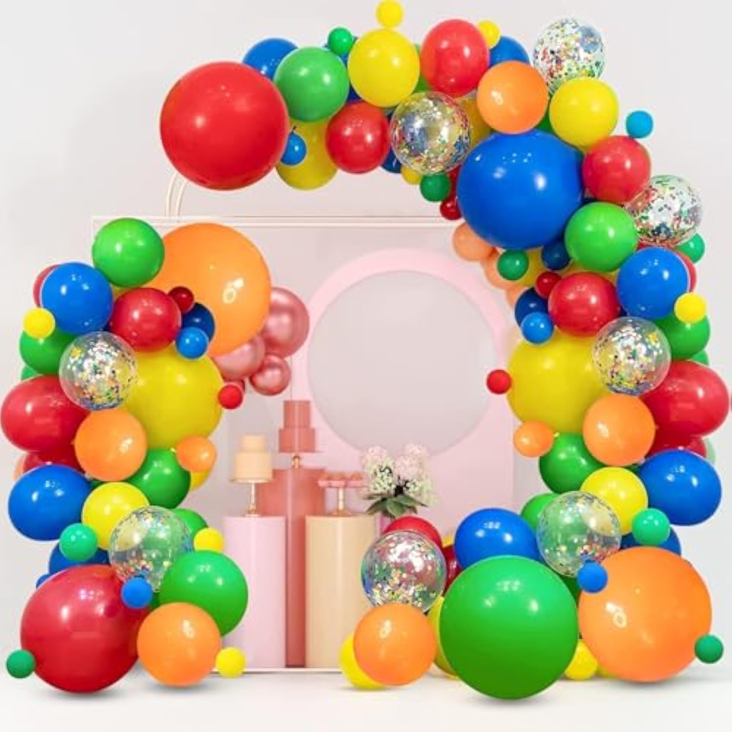 Fiesta Balloons Garland Arch Kit,117Pcs Rianbow Confetti Balloons In 4