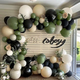 Black Sage Green Nude Balloon Garland Double Stuffed Olive Green Sand White Balloon Avocado Apricot Black Latex Arch Kit For Jungle Safari Wild One Birthday Baby Shower Woodland Decorations