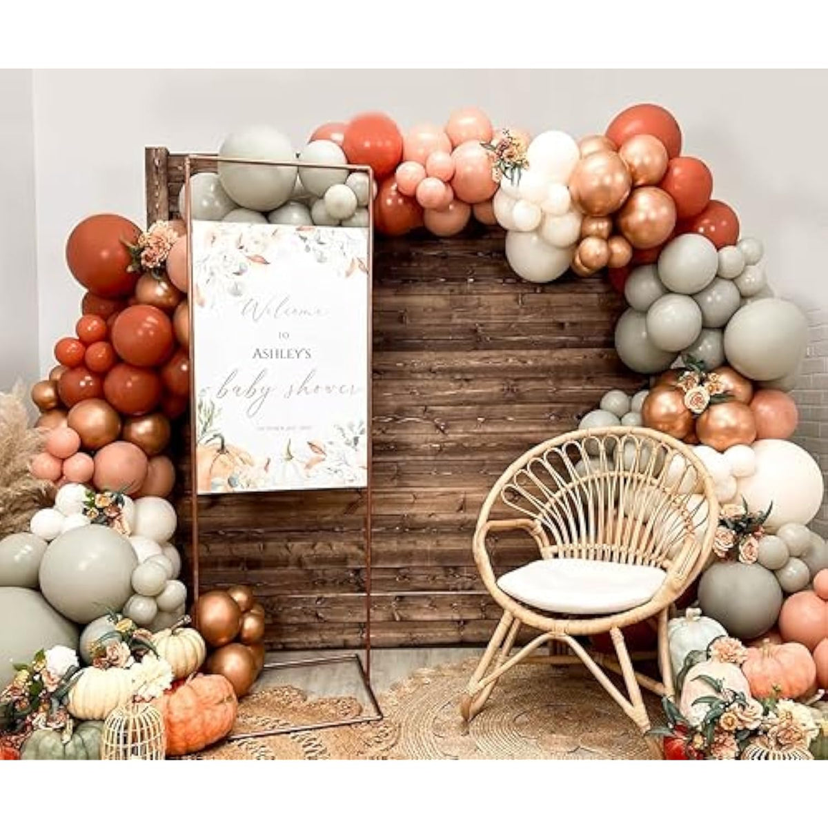 Little Pumpkin Balloon Garland Kit: Dusty Gray, Orange, Rose Gold