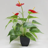 16.1'' Artificial Potted Flowers Anthurium Artificial Plant Bonsai Fake Tropical Greenery Plant,For Indoor Outside Home Garden Office Deck Porch Wedding Decorations,Red