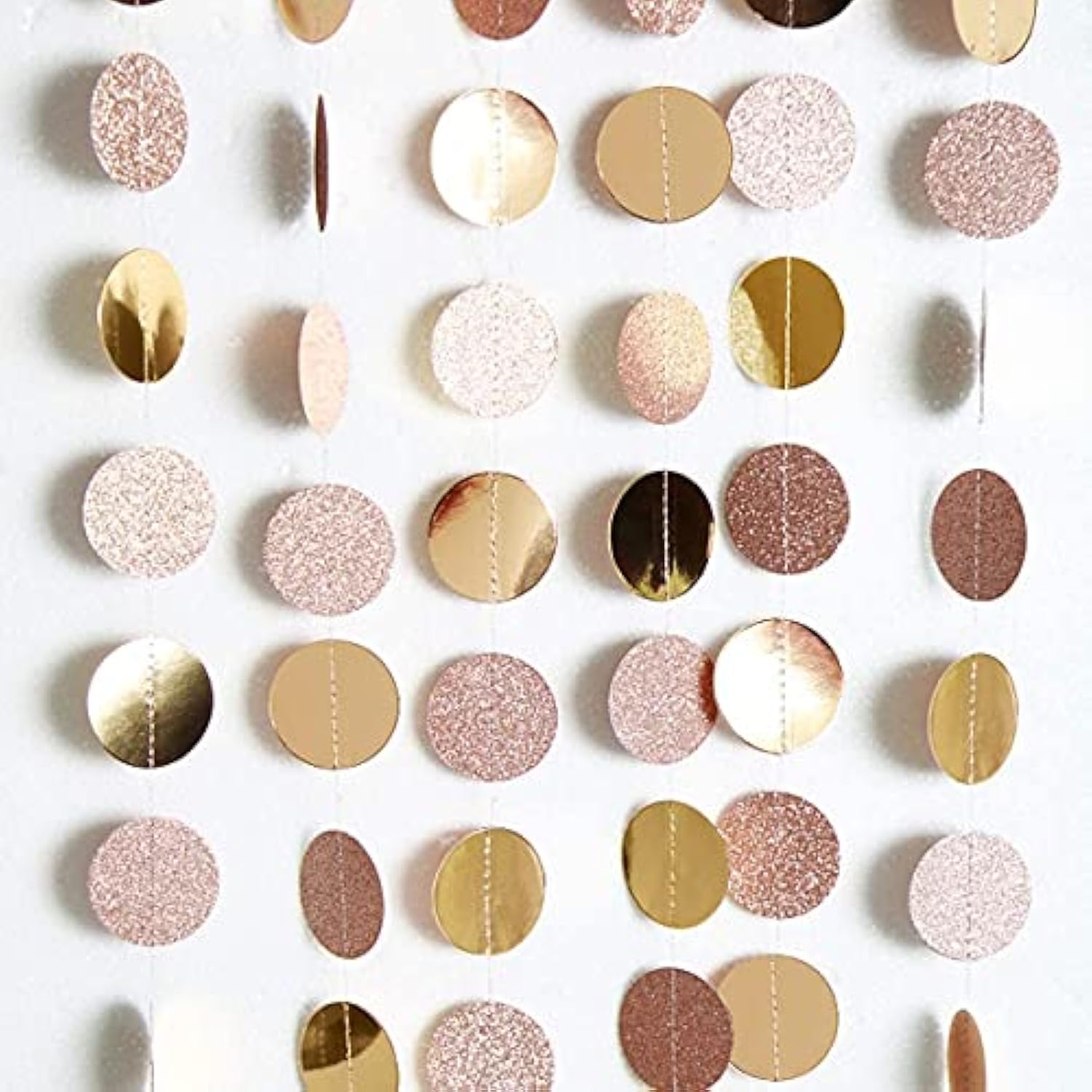 Champagne Gold Glitter Dot Garland & Circle Banner – Elegant Decor for Birthdays, Showers and Holiday
