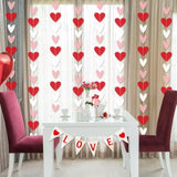 96 Red White Pink Heart Garland - No Diy - Valentine'S Day Party Decorations Supplies, Valentine'S Day Hanging String Garland Banner For Wedding Engagement Anniversary Valentines Day Decor