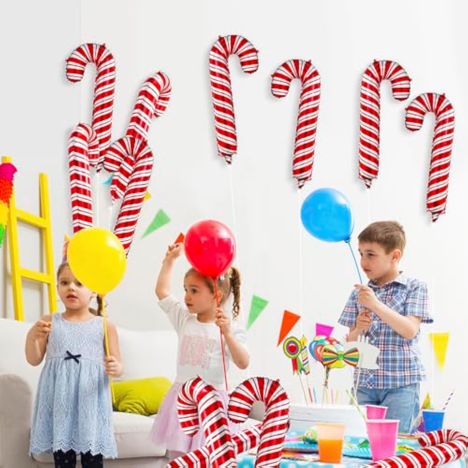 12 Pack Large Red Christmas Candy Cane Foil Balloons Party Decorations