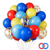 Carnival Balloon Kit, 65pcs Red, Yellow, Blue & Confetti Balloons for Parties