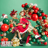 147Pcs Red Green And Gold Balloon Garland Kit - Red Green Gold Balloon And Gold Confetti Balloons For Birthday Baby Shower Wedding Christmas Party Decoration