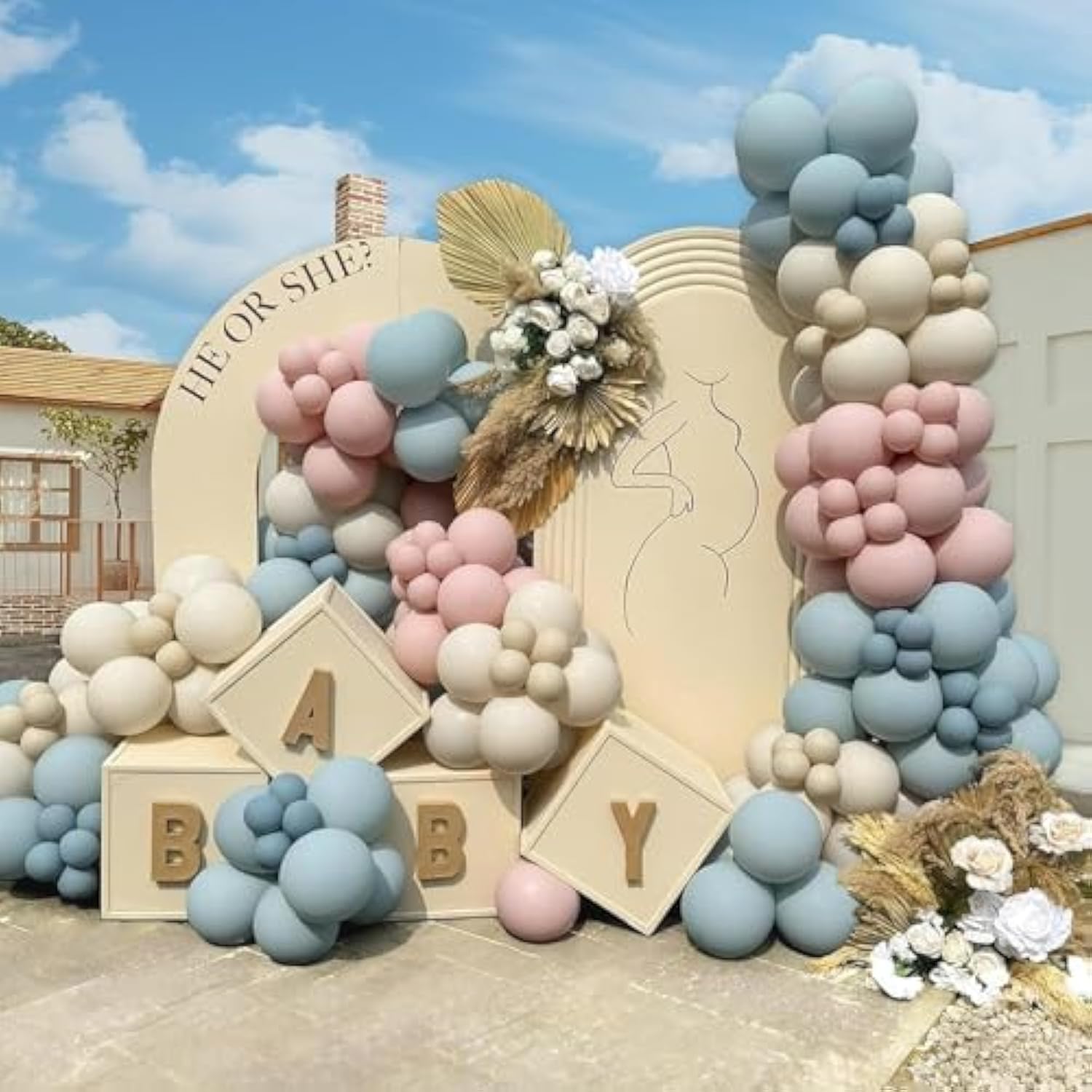 Boho Gender Reveal Balloon Arch Kit: Pink, Blue & Neutral Party Decor