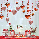 Glitter Red Heart Garland Decorations Hanging Garlands Streamer Banner