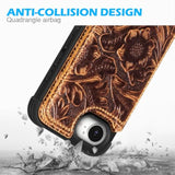 Brown Real Leather Wallet Case Compatible with iPhone 16e/17e 6.1 Inch
